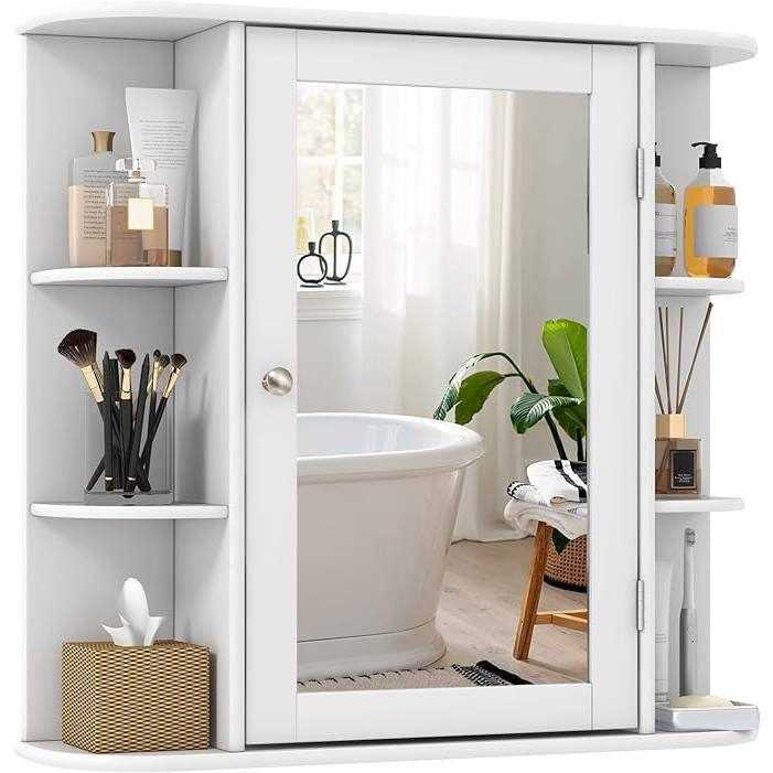 White 26 x 25 inch Bathroom Wall Mirror Medicine Cabinet with Shelves LuxuryLifeWay Online Store