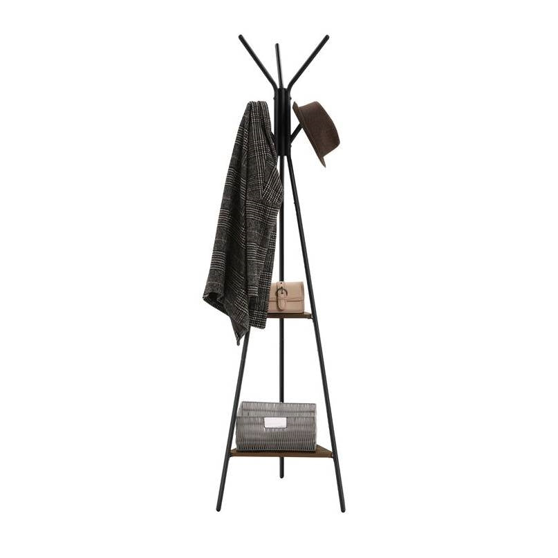 Modern Coat Rack with Matte Black Metal Frame and 2 Shelves LuxuryLifeWay Online Store