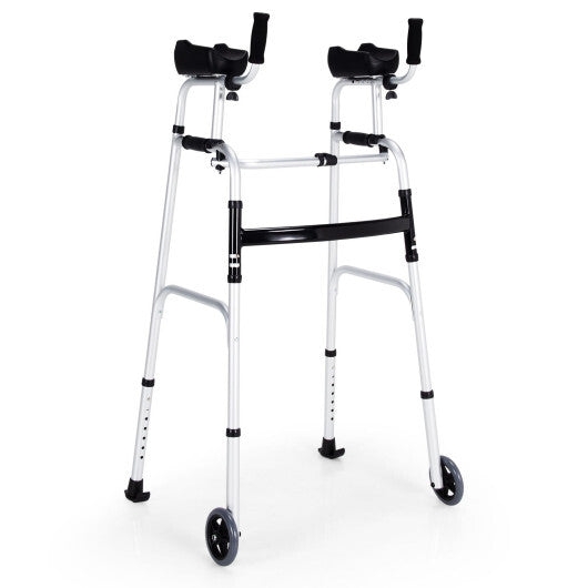 Folding Height Adjustable Walking Frame with Armrest Support-Silver LuxuryLifeWay Online Store