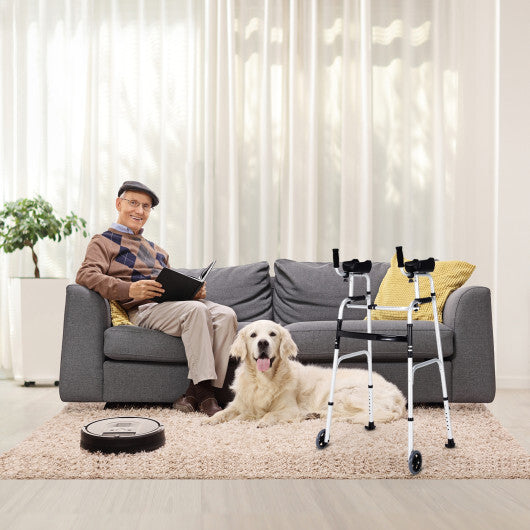 Folding Height Adjustable Walking Frame with Armrest Support-Silver LuxuryLifeWay Online Store