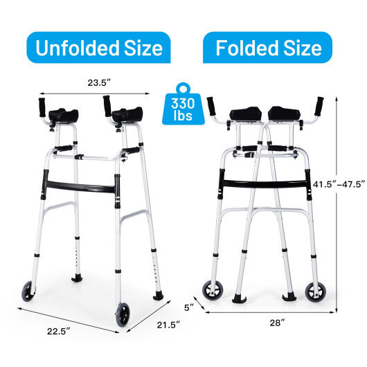 Folding Height Adjustable Walking Frame with Armrest Support-Silver LuxuryLifeWay Online Store