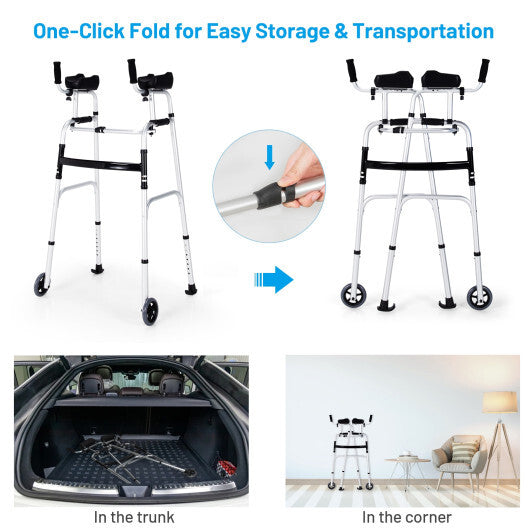 Folding Height Adjustable Walking Frame with Armrest Support-Silver LuxuryLifeWay Online Store