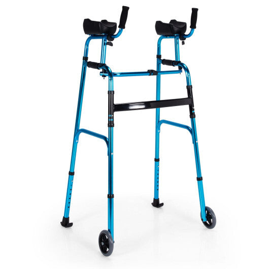 Folding Height Adjustable Walking Frame with Armrest Support-Silver LuxuryLifeWay Online Store