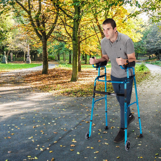 Folding Height Adjustable Walking Frame with Armrest Support-Silver LuxuryLifeWay Online Store