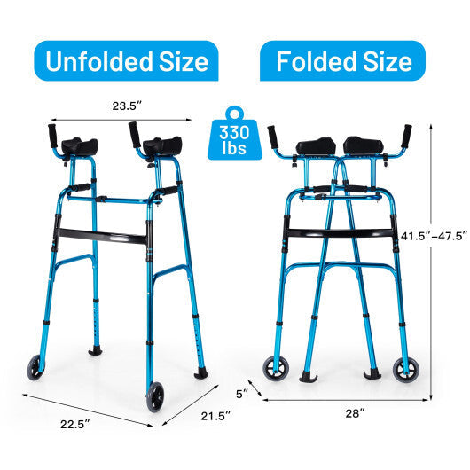 Folding Height Adjustable Walking Frame with Armrest Support-Silver LuxuryLifeWay Online Store