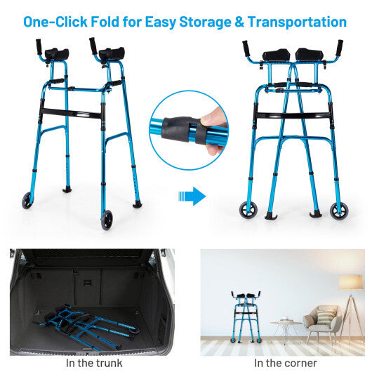 Folding Height Adjustable Walking Frame with Armrest Support-Silver LuxuryLifeWay Online Store