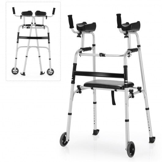 Height Adjustable Rollator Walker With Seat and Armrest Pad - Color: Silver LuxuryLifeWay Online Store