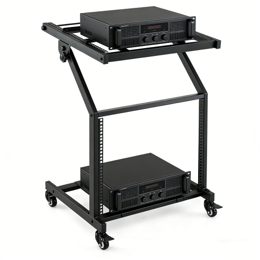 2 Layer Professional Audio Rack Mount with Adjustable Crossbars LuxuryLifeWay Online Store