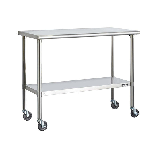 Stainless Steel 2-ft Kitchen Island Cart Prep Table with Casters LuxuryLifeWay Online Store