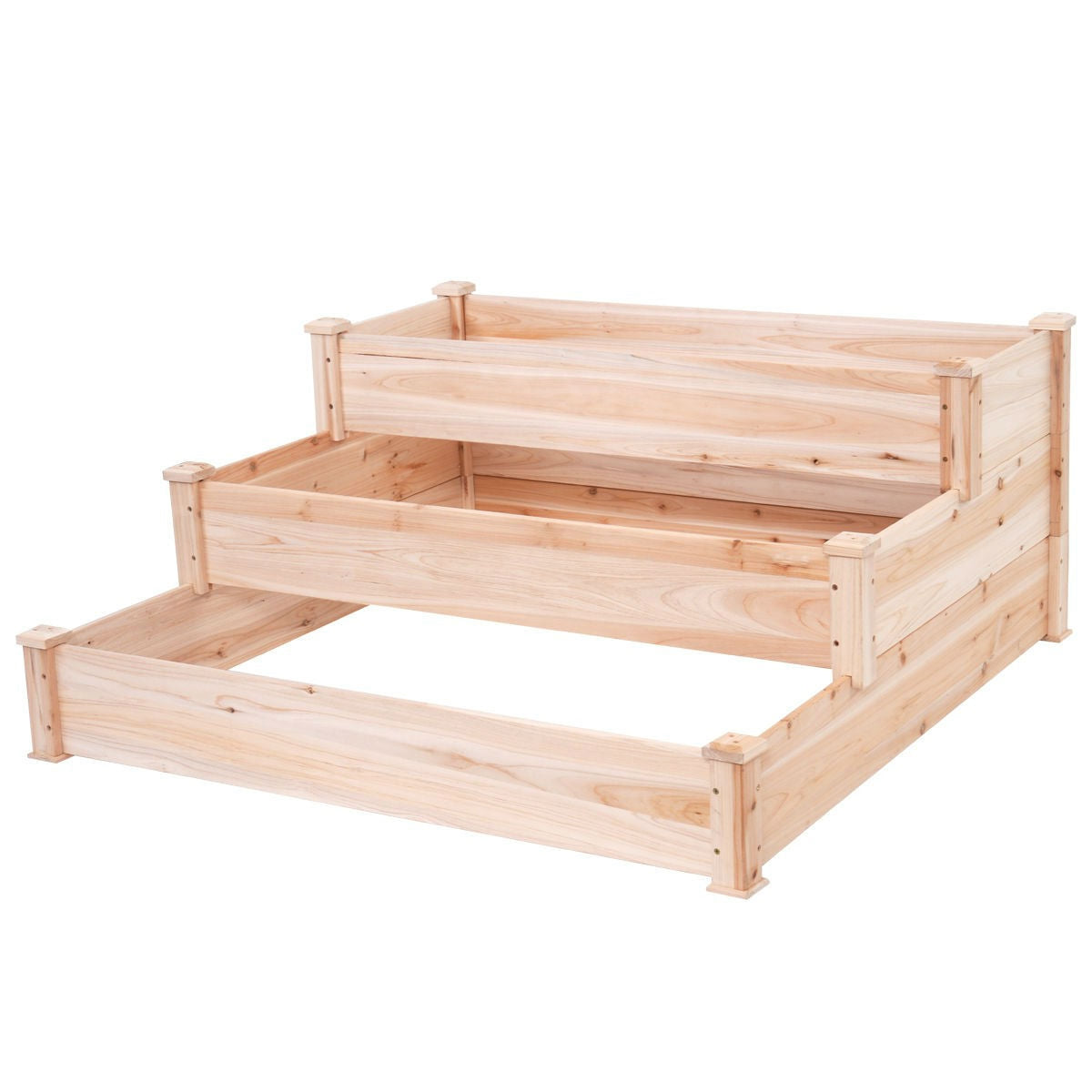 Solid Wood 4 Ft x 4 Ft Raised Garden Bed Planter 3-Tier LuxuryLifeWay Online Store