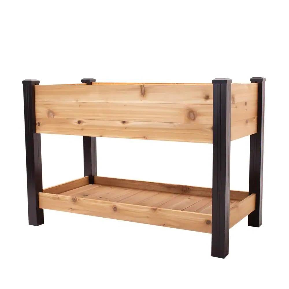 2-Ft x 4-Ft Cedar Wood Raised Garden Bed Planter Bed with Black Vinyl Legs LuxuryLifeWay Online Store
