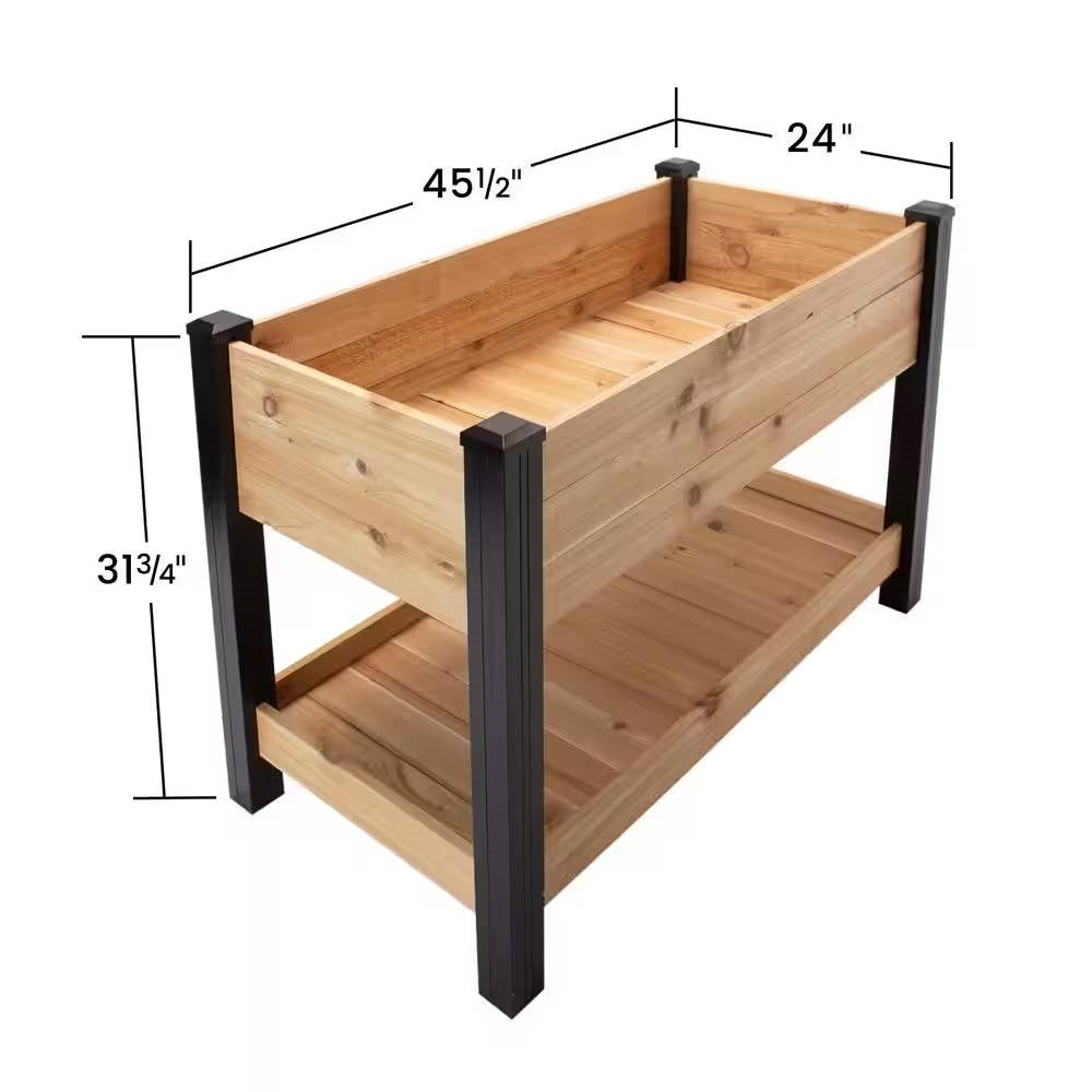 2-Ft x 4-Ft Cedar Wood Raised Garden Bed Planter Bed with Black Vinyl Legs LuxuryLifeWay Online Store