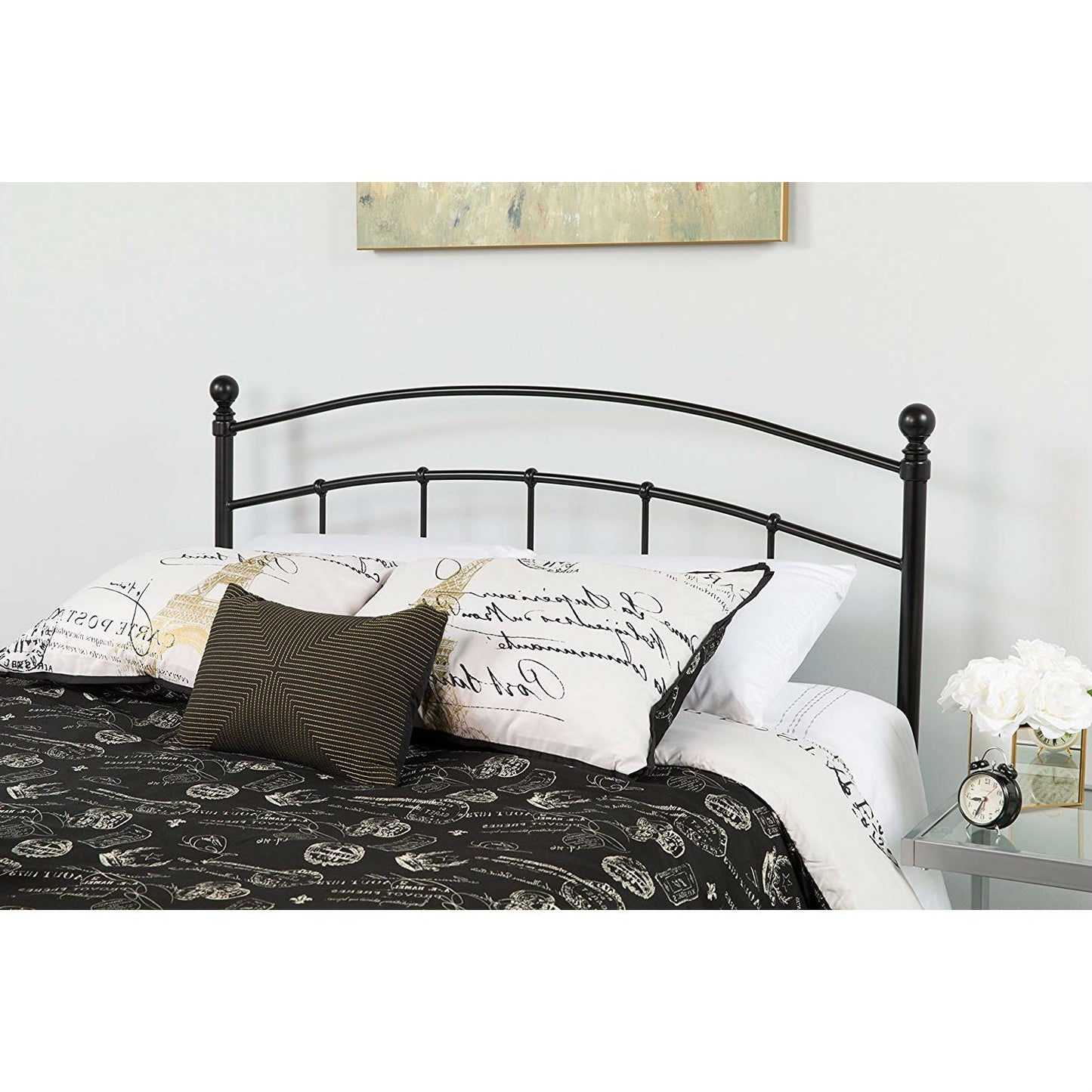 Twin size Contemporary Classic Black Metal Headboard LuxuryLifeWay Online Store