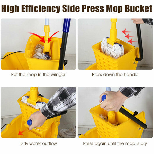 26 Quart Side Press Wringer Commercial Mop Bucket LuxuryLifeWay Online Store