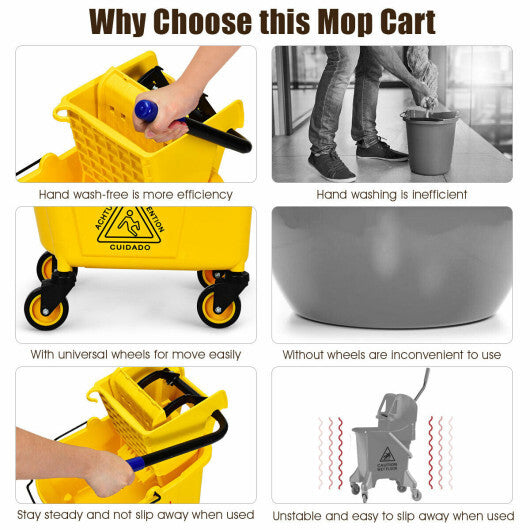 26 Quart Side Press Wringer Commercial Mop Bucket LuxuryLifeWay Online Store