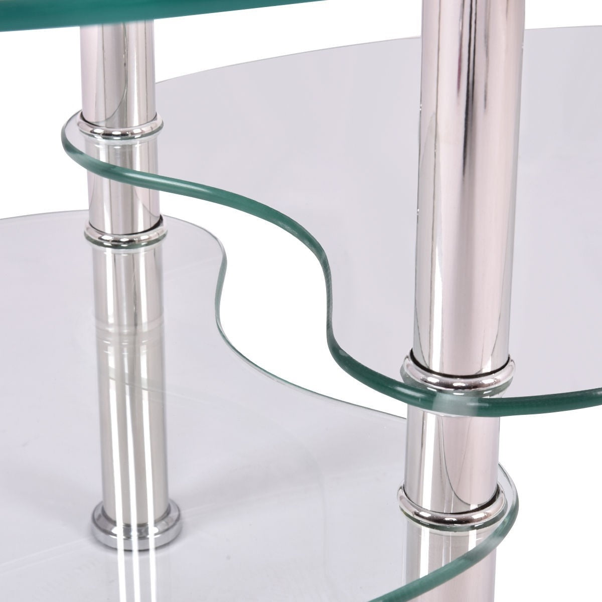 Modern Oval Tempered Glass Coffee Table with Bottom Shelf LuxuryLifeWay Online Store