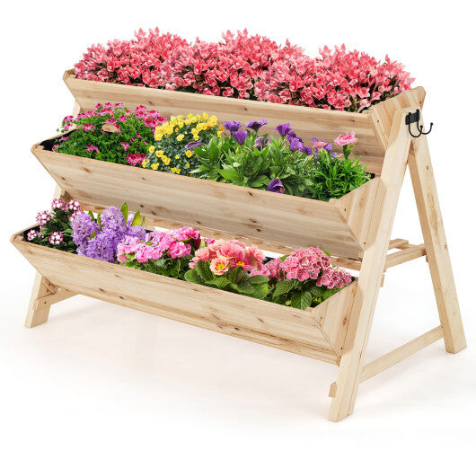 3 Tier Wooden Vertical Raised Garden Bed with Storage Shelf - Color: Natural LuxuryLifeWay Online Store