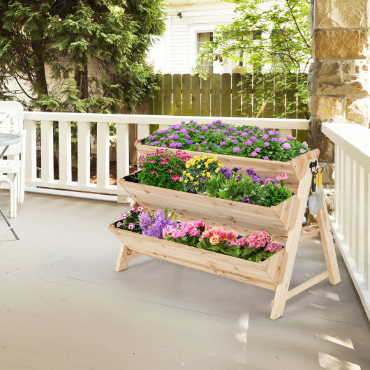 3 Tier Wooden Vertical Raised Garden Bed with Storage Shelf - Color: Natural LuxuryLifeWay Online Store