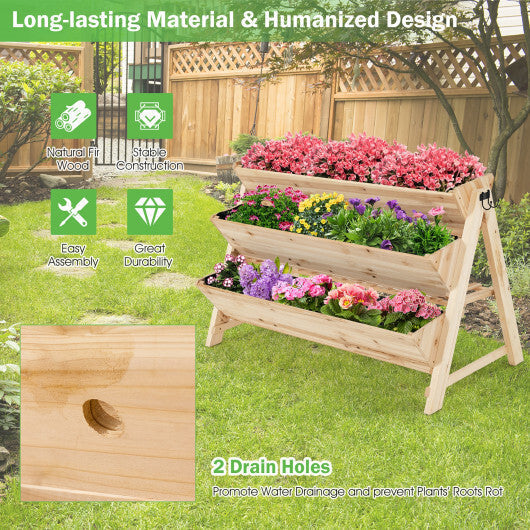 3 Tier Wooden Vertical Raised Garden Bed with Storage Shelf - Color: Natural LuxuryLifeWay Online Store