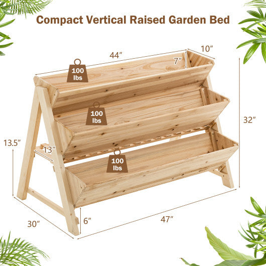 3 Tier Wooden Vertical Raised Garden Bed with Storage Shelf - Color: Natural LuxuryLifeWay Online Store