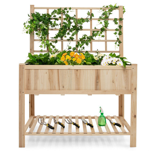 Raised Garden Bed Elevated Wooden Planter Box with Trellis LuxuryLifeWay Online Store