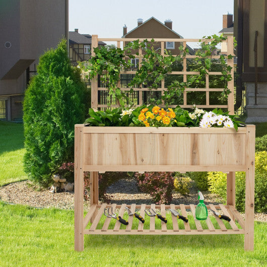 Raised Garden Bed Elevated Wooden Planter Box with Trellis LuxuryLifeWay Online Store
