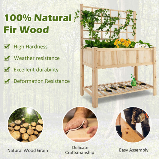 Raised Garden Bed Elevated Wooden Planter Box with Trellis LuxuryLifeWay Online Store