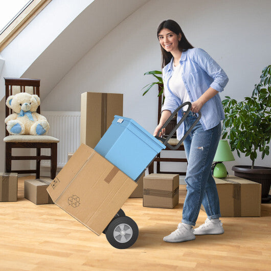 P-Handle Sack Truck with 10 Inch Wheels and Foldable Load Area-Red LuxuryLifeWay Online Store