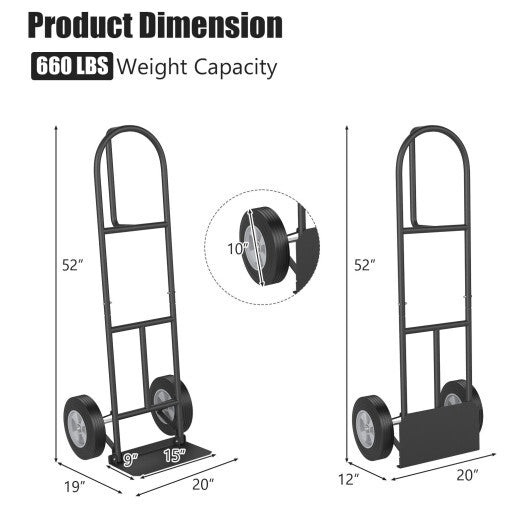P-Handle Sack Truck with 10 Inch Wheels and Foldable Load Area-Red LuxuryLifeWay Online Store