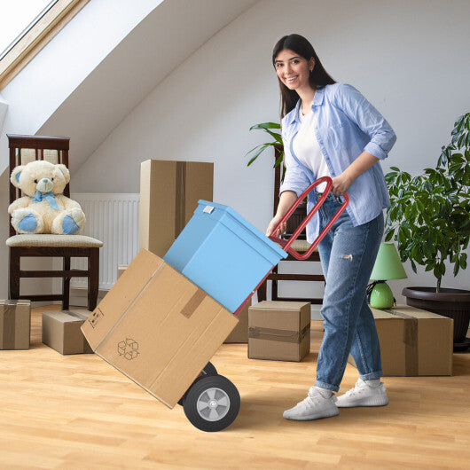 P-Handle Sack Truck with 10 Inch Wheels and Foldable Load Area-Red LuxuryLifeWay Online Store