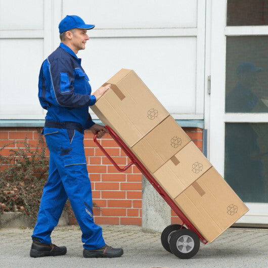 P-Handle Sack Truck with 10 Inch Wheels and Foldable Load Area-Red LuxuryLifeWay Online Store