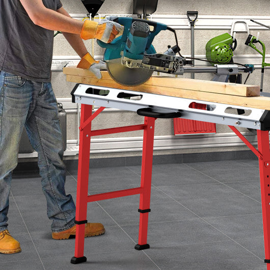 42 Inches x 21 Inches Welding Table with Adjustable Height and 2 Bar Clamps-Silver LuxuryLifeWay Online Store