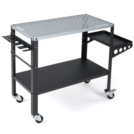 Welding Table 36x18" with Lockable Wheels and 144 Fixture Holes and Tool Slots LuxuryLifeWay Online Store