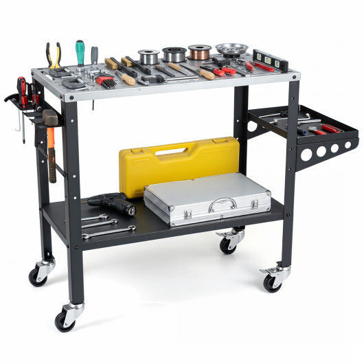 Welding Table 36x18" with Lockable Wheels and 144 Fixture Holes and Tool Slots LuxuryLifeWay Online Store