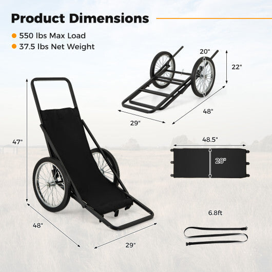 550 LBS Folding Deer Game Cart with Polyester Liner for Hunting LuxuryLifeWay Online Store