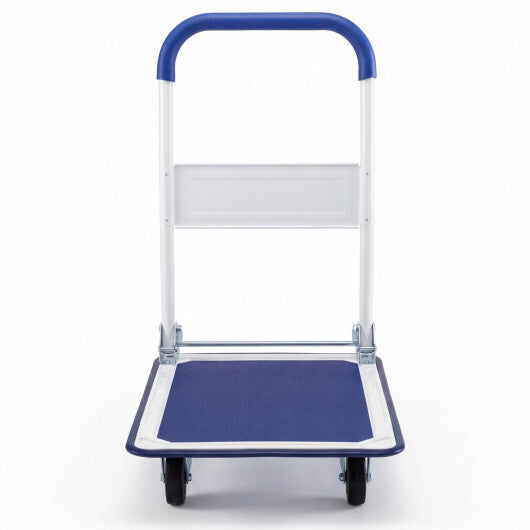 Folding Platform Hand Truck with Collapsible Bed & 4 Wheels for Moving Warehouse-Blue LuxuryLifeWay Online Store