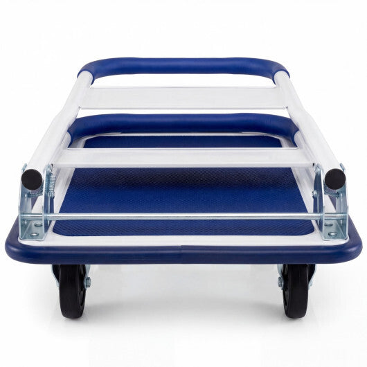 Folding Platform Hand Truck with Collapsible Bed & 4 Wheels for Moving Warehouse-Blue LuxuryLifeWay Online Store