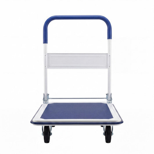 Folding Platform Hand Truck with 4 Wheels & Collapsible Bed for Moving Warehouse-Blue LuxuryLifeWay Online Store