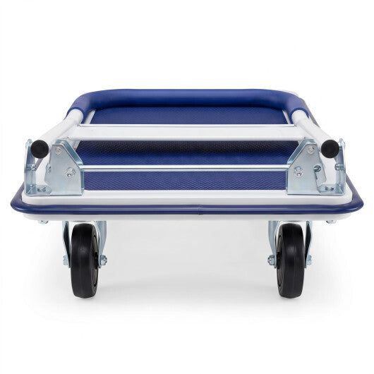 Folding Platform Hand Truck with 4 Wheels & Collapsible Bed for Moving Warehouse-Blue LuxuryLifeWay Online Store