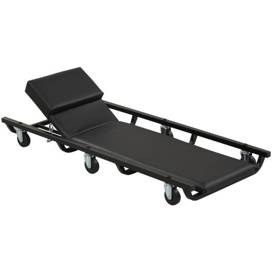 40 Inch Rolling Creeper Padded Mechanic Cart with Adjustable Backrest and Headrest-Black LuxuryLifeWay Online Store