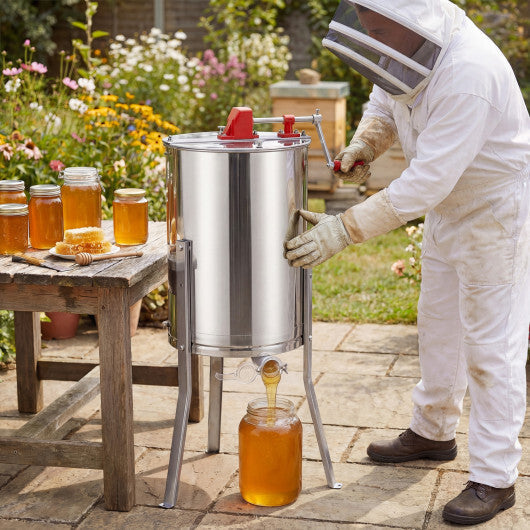3 Frame Manual Honey Extractor with Bottom Gravity Flow Gate and Clear Lid for Home Apiary LuxuryLifeWay Online Store