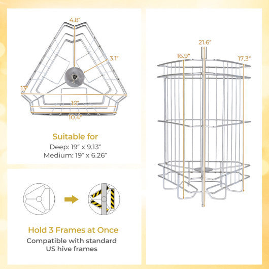 3 Frame Manual Honey Extractor with Bottom Gravity Flow Gate and Clear Lid for Home Apiary LuxuryLifeWay Online Store