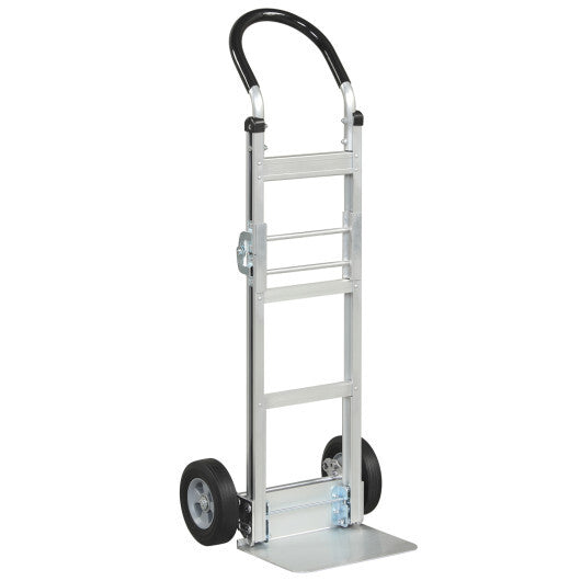 Aluminum Dolly Cart with 2 Rubber Wheels and Ergonomic Handle-Silver LuxuryLifeWay Online Store