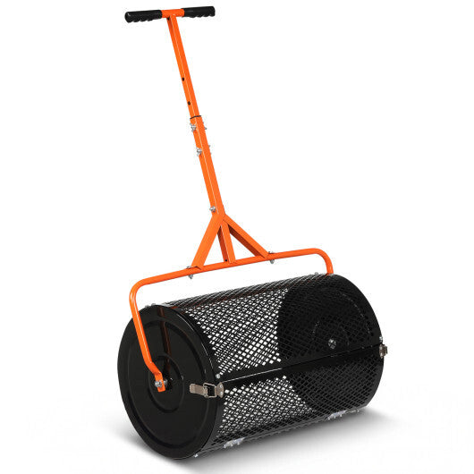 24 Inch Compost Spreader Peat Moss Spreader Roller with Height-Adjustable T-Shaped Handle-Black LuxuryLifeWay Online Store