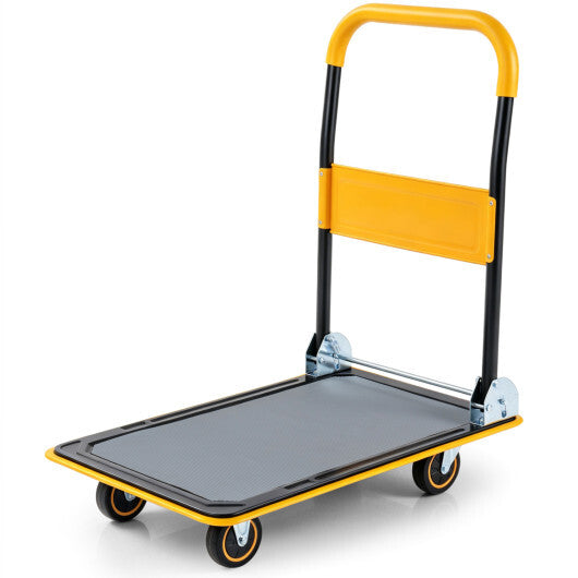 Heavy Duty Foldable Push Cart Dolly with 560 lbs Weight Capacity-Yellow LuxuryLifeWay Online Store