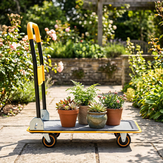 Heavy Duty Foldable Push Cart Dolly with 560 lbs Weight Capacity-Yellow LuxuryLifeWay Online Store