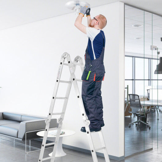 15 Feet Folding Aluminum Ladder with Safe Locking Hinge LuxuryLifeWay Online Store
