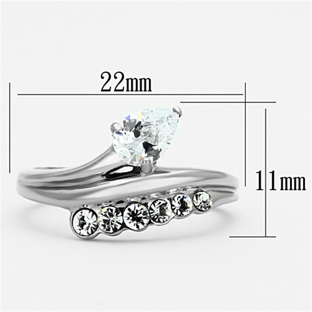 TK1080 - High polished (no plating) Stainless Steel Ring with AAA Grade CZ  in Clear LuxuryLifeWay Online Store