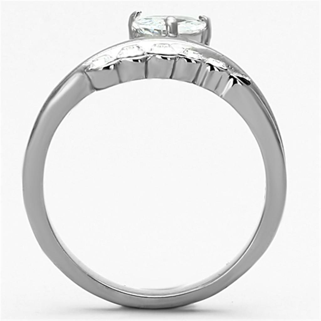 TK1080 - High polished (no plating) Stainless Steel Ring with AAA Grade CZ  in Clear LuxuryLifeWay Online Store