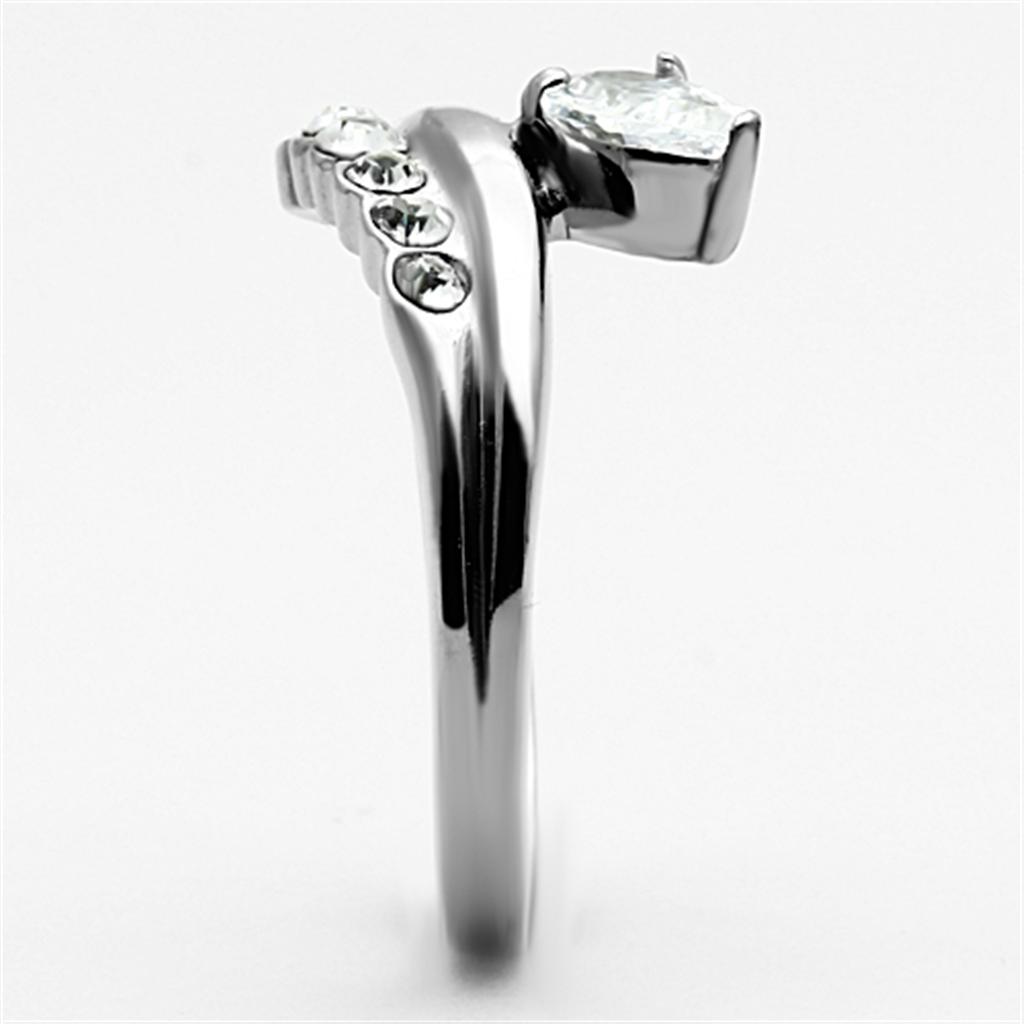 TK1080 - High polished (no plating) Stainless Steel Ring with AAA Grade CZ  in Clear LuxuryLifeWay Online Store